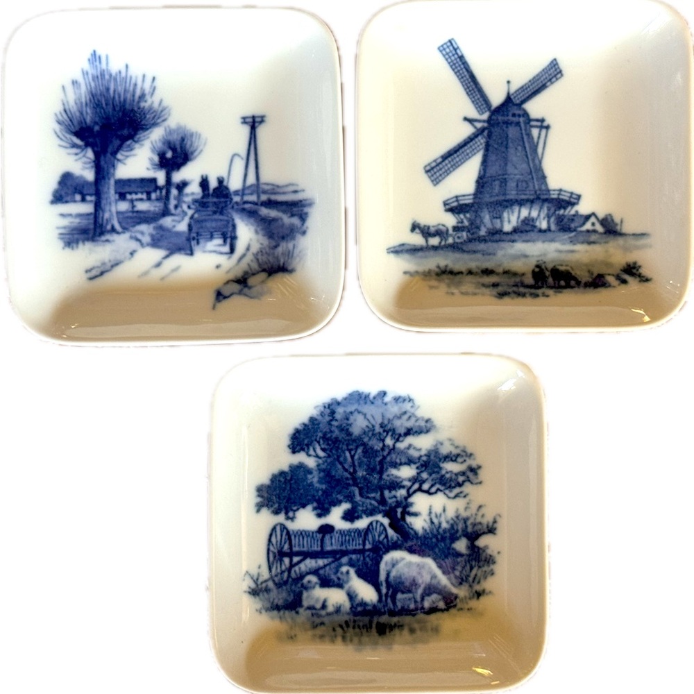 ROYAL COPENHAGEN Signed SET 3 Porc Plate or Wall Display Perfect Vintage 3.25”